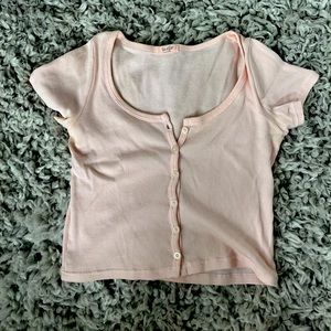 Pink Brandy Melville Buttoned T-Shirt